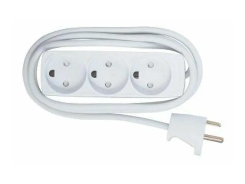 Microconnect - Stikdåse - Input: Strøm - Output-Stikforbindelser: 3 (3 X Strøm) - 5 M Ledning - Danmark - Hvid