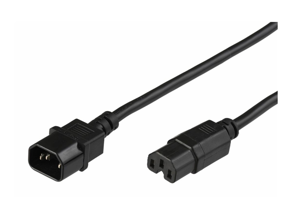 MicroConnect - Strømkabel - IEC 60320 C15 til IEC 60320 C14 - 1.5 m - sort