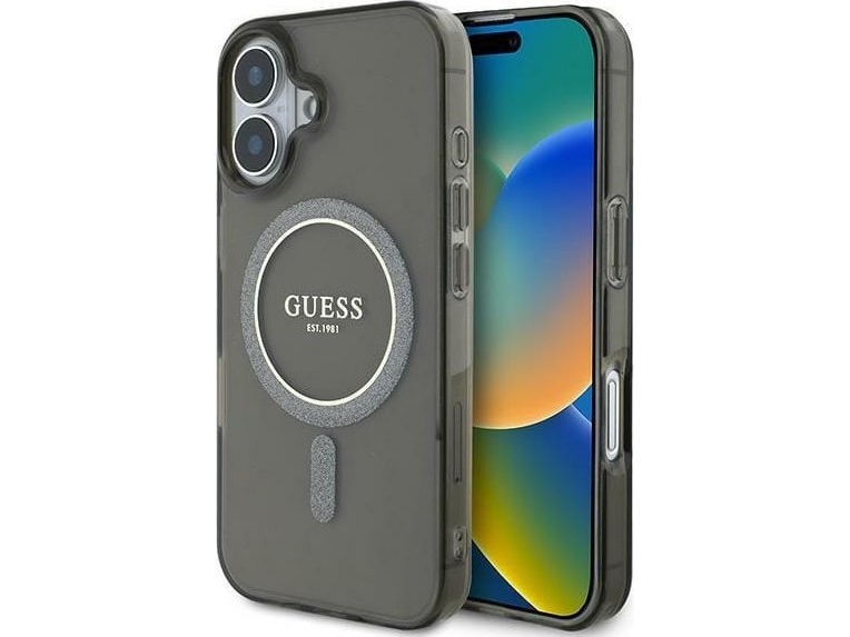 Guess Iml Glitter Circle Magsafe Case Für Iphone 16 - Schwarz