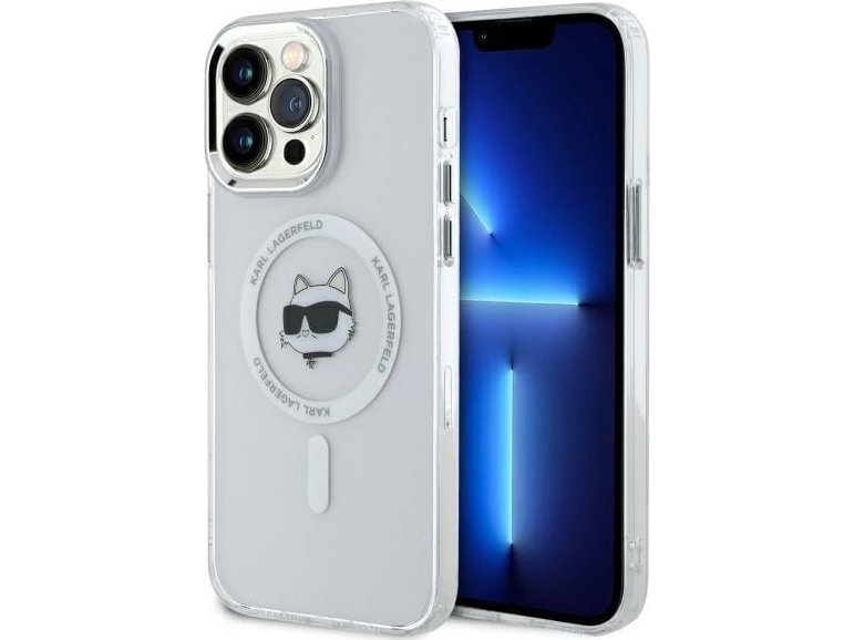 Karl Lagerfeld Karl Lagerfeld Klhmp13xhlschh Iphone 13 Pro Max 6,7" Hvid/Hvid Hardcase Iml Metal Choupette Head Magsafe