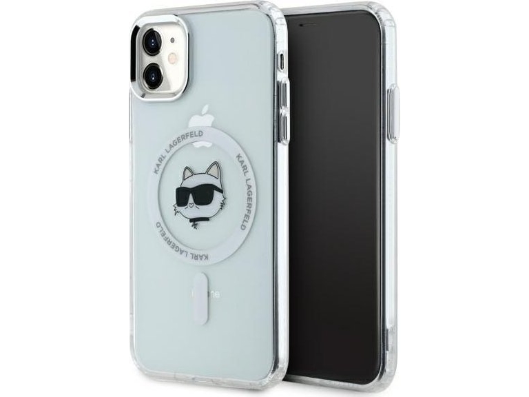 Karl Lagerfeld Iml Metal Choupette Head Magsafe Cover Til Iphone 11 - Hvid