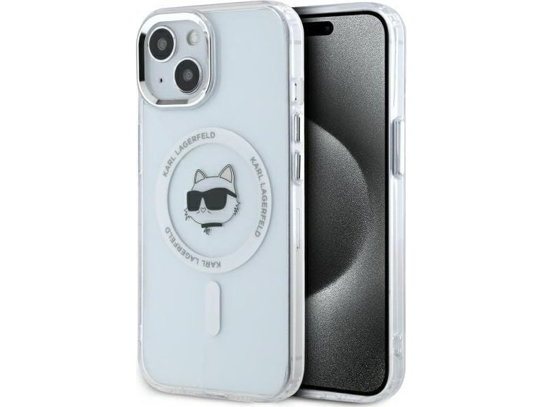 Karl Lagerfeld Iml Metal Choupette Head Magsafe Iphone 15 Hülle - Weiß