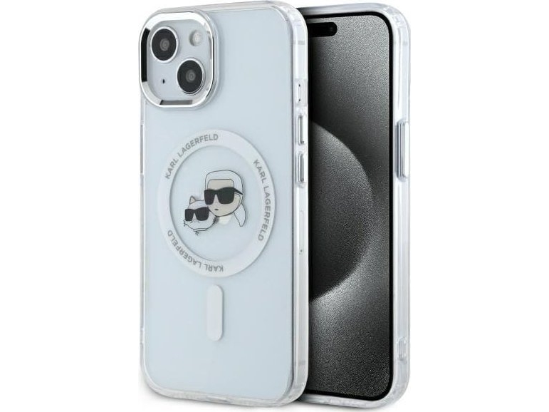 Karl Lagerfeld Iml Metal Karl&Choupette Head Magsafe Case Für Iphone 15 - Weiß