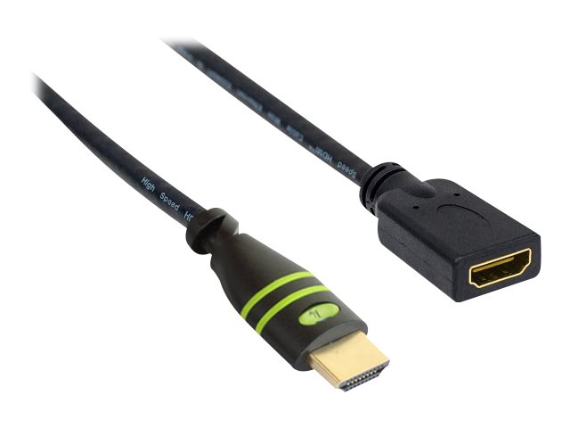 Techly - High Speed - Hdmi-Forlængerkabel Med Ethernet - Hdmi Han Til Hdmi Hun - 1.8 M - Dobbelt Afskærmet - Sort - 4K Support