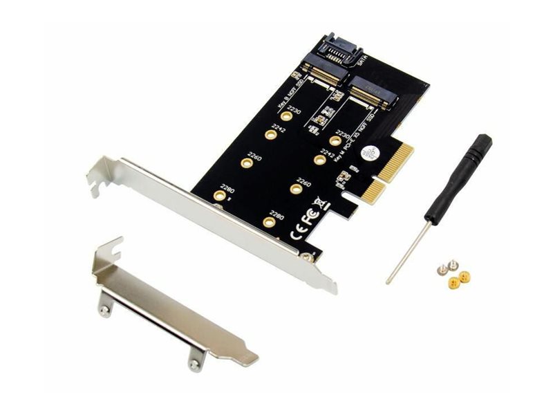 MicroConnect - Interfaceadapter - M.2 - M.2 NVMe Card - PCIe 3.0 x4, SATA 6Gb/s - sort sølv