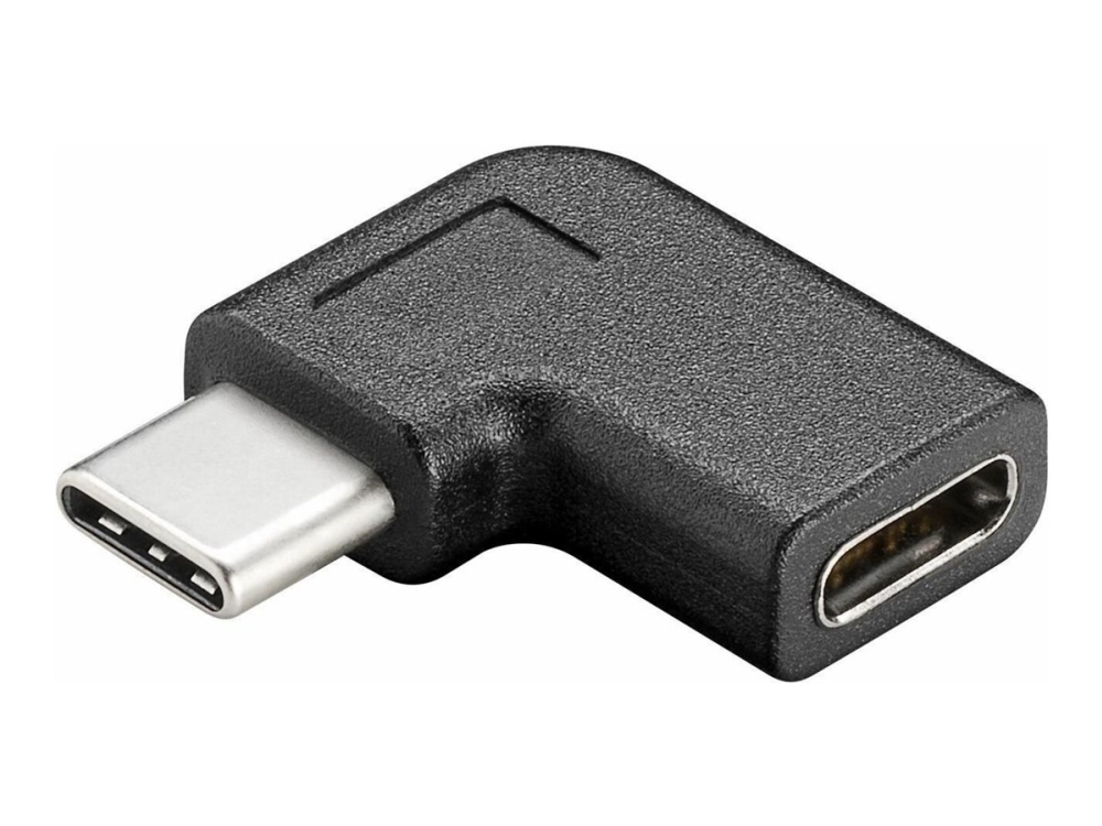 MicroConnect - USB-C forlænger - USB-C (han) vinklet til USB-C (hun) - sort
