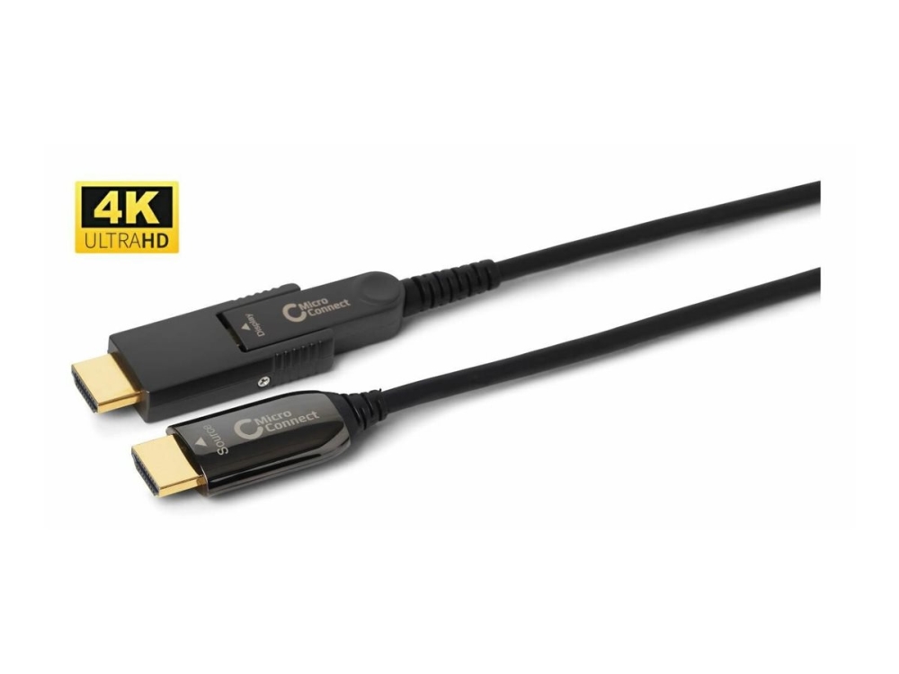 Microconnect Premium - Hdmi-Kabel Med Ethernet-Sæt - Hybrid Kobber/Fibertoptik - Sort - Hybrid Aktivt Optisk Kabel, Dolby Truehd Support, 4K60hz (409