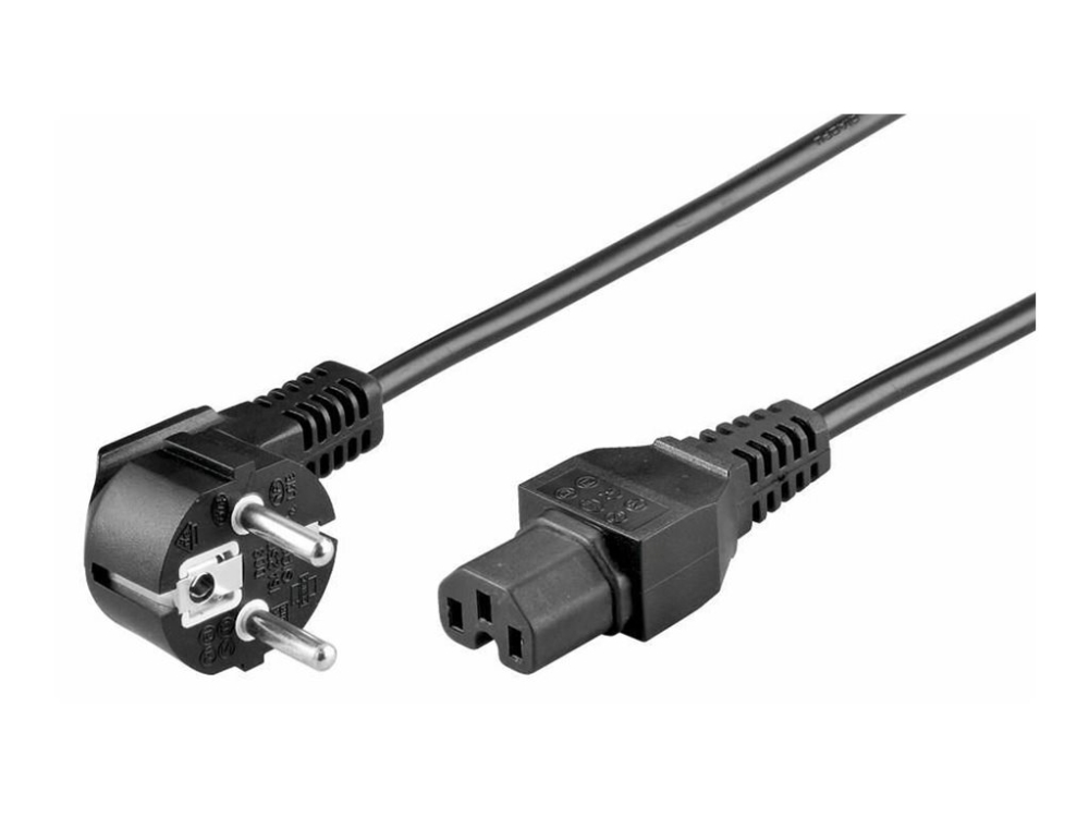 Microconnect Powercord - Strømkabel - Iec 60320 C15 Til Power Cee 7/7 (Han) - 2 M - 90° Stik - Sort
