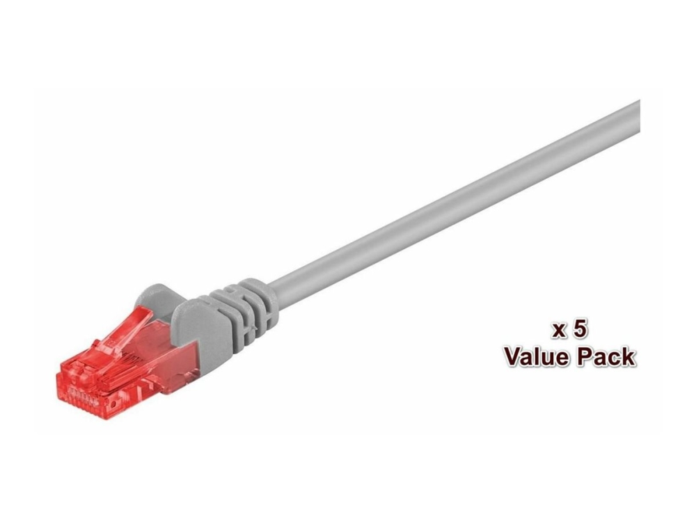 Microconnect Value Pack - Patchkabel - Rj-45 (Han) Til Rj-45 (Han) - 15 M - Utp - Cat 6 - Booted, Strenget - Grå (Pakke Med 5)