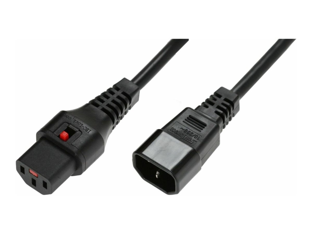 MicroConnect - Förlängningskabel för ström - IEC 60320 C14 till power IEC 60320 C13 spärrad - 2 m - svart | Datortillbehör - Kablar & adaptrar - Strömkablar | GameStuff