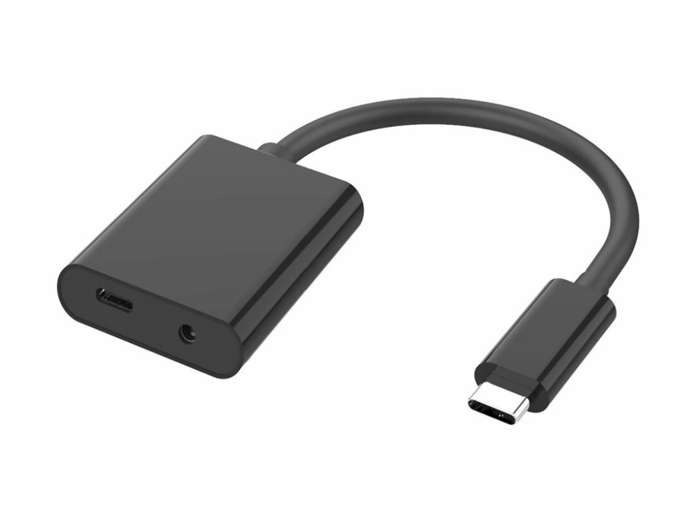 Microconnect - Usb-C Til Hovedtelefon-Jackstik/Opladningsadapter - 24 Pin Usb-C Han Til 24 Pin Usb-C, Ministik Hun - Sort - Usb Power Delivery (100 W