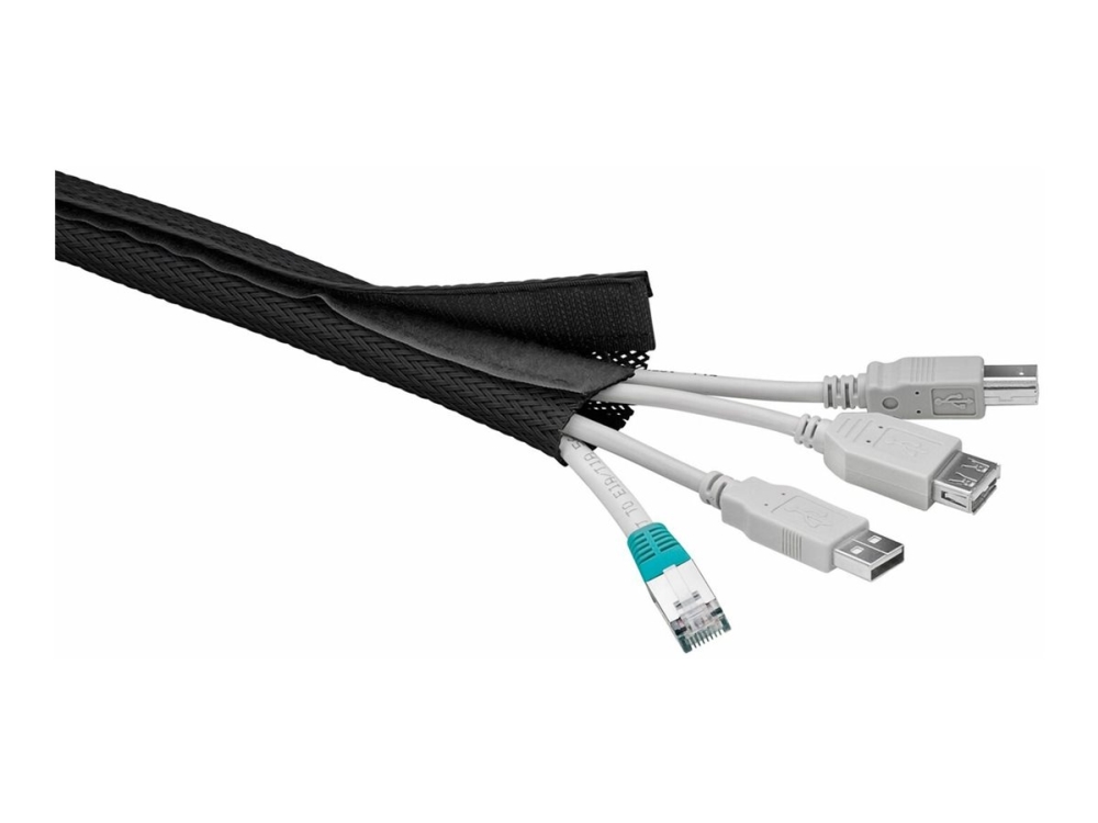 MicroConnect - Kabelhölje med hake och slingfästare - 1.8 m - svart | EL Artiklar - Vägar & tillägg - Buntband | GameStuff