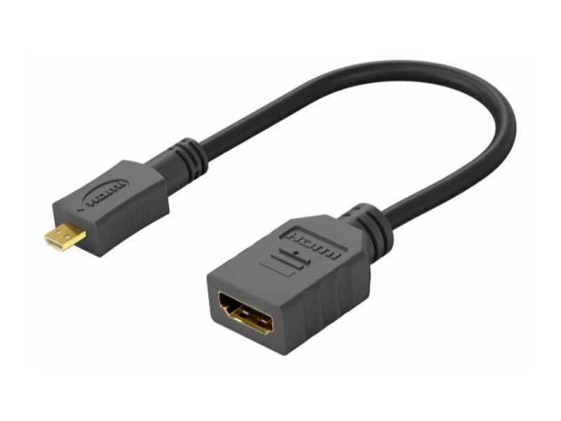 Microconnect - Hdmi Adapter - Mikro Hdmi Han Til Hdmi Hun - 15 Cm - Sort - 4K60 Hz Unterstützung