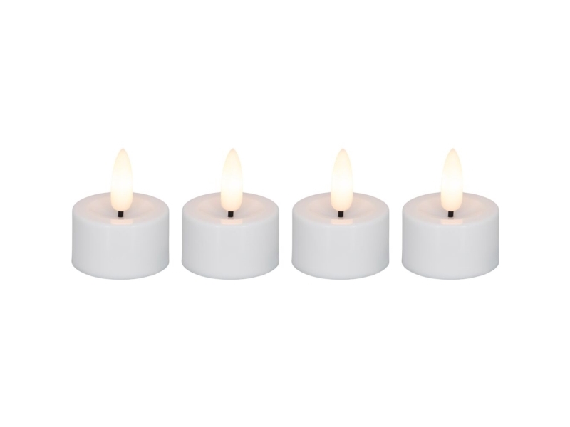 Extra LED-värmeljus, Cozzy, 5 cm, Ø3,9 cm, vit, plast, uppladdningsbar, 3D-låga, 4 st. | Baby & barn - Ljus till bordet - Tändljus | GameStuff