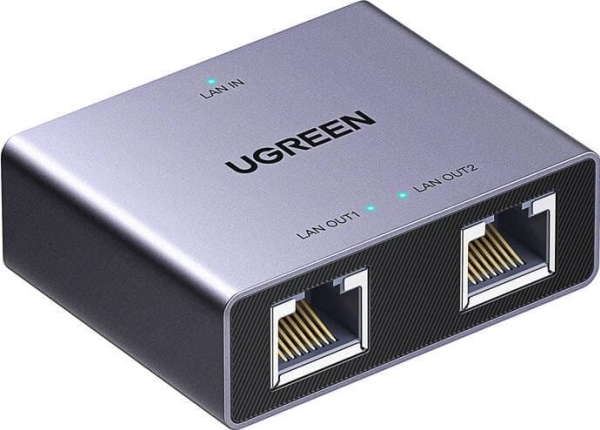 Ugreen Tinklo daliklis ekranuotas RJ45 -> 2xRJ45 (8P8C) Gigabit, pilkas