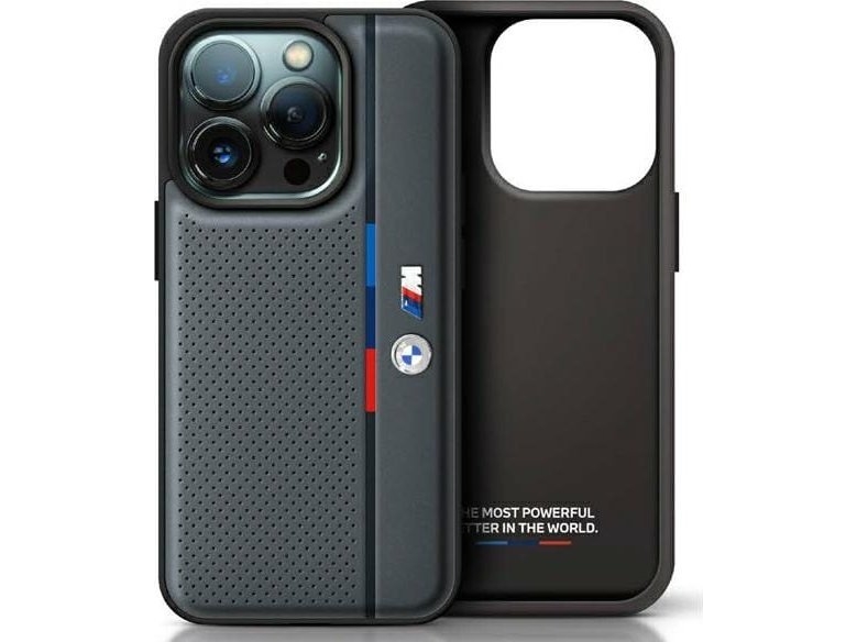 Etui Bmw M Perforated Tricolor Detail Line Na Iphone 16 Pro - Ciemnoszare