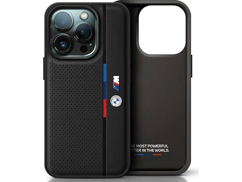 Etui Bmw M Perforated Tricolor Detail Line Na Iphone 16 - Sort