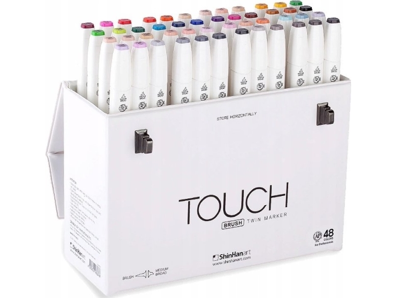Touch Brush Marker 48 Stück Im Geschenkkarton, Pinsel + Mittelscharfe Spitze