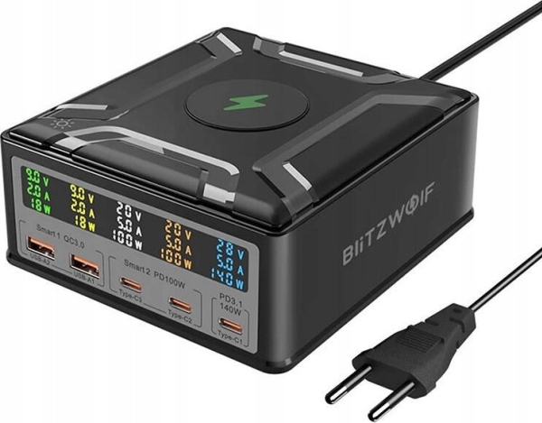 Blitzwolf Ladestation Blitzwolf Bw-S28 260W, 2Xusb-A, 3Xusb-C, 15W (Schwarz)