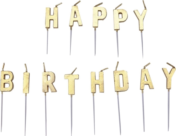 AMSCAN lys på plukkere Happy Birthday guld - 1 sæt universal