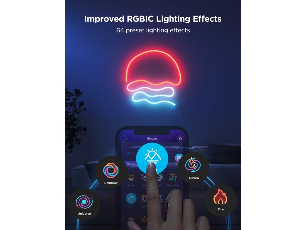 Govee - 3m Neon Preinstalled Strip Light I Strålende Hvid