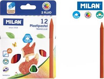 Milan Trekantede Plastipastel Kridt 12 Farver