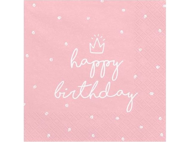 Happy Birthday Servietten, Rosa