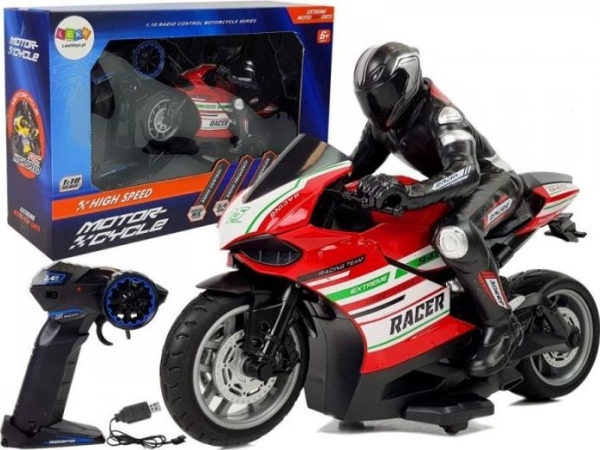 Lean Sport Nuotoliniu būdu valdomas sportinis motociklas 2.4G, raudonas