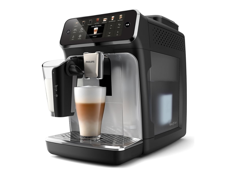 Philips Series 4400 Ep4446 - Automatisk Kaffemaskine Med Mælkeskummer - 15 Bar - Sort/ Sølv