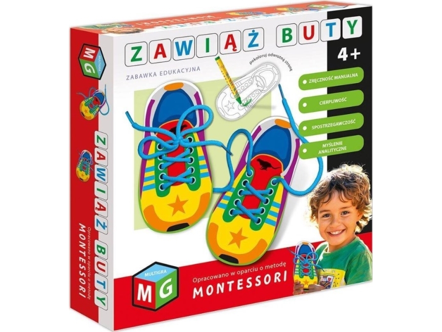 Multigra Montessori -Lernspielzeug Zum Schuhe Binden 05938