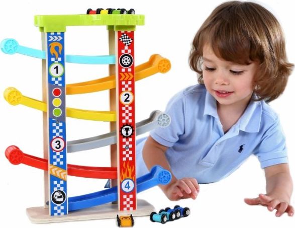 Tooky Toys Tooky Toy Automobilių Trasos Rinkinys – Medinė Vaikiška Žaidimų Trasų Sistema