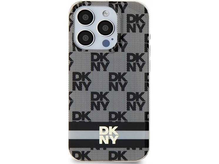 Apple Iphone 13 / 14 / 15 Dkny Dėklas Iml Checkered Mono Pattern & Printed Stripes Magsafe (Dkhmp15shcptsk) Juodos Spalvos