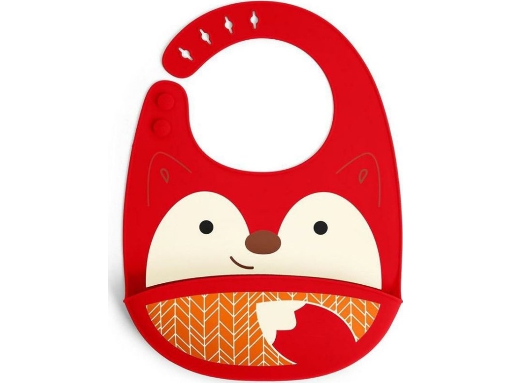 Skip Hop Silicone Bib Zoo Fold & Go, 6M+, Fox, 9I415310