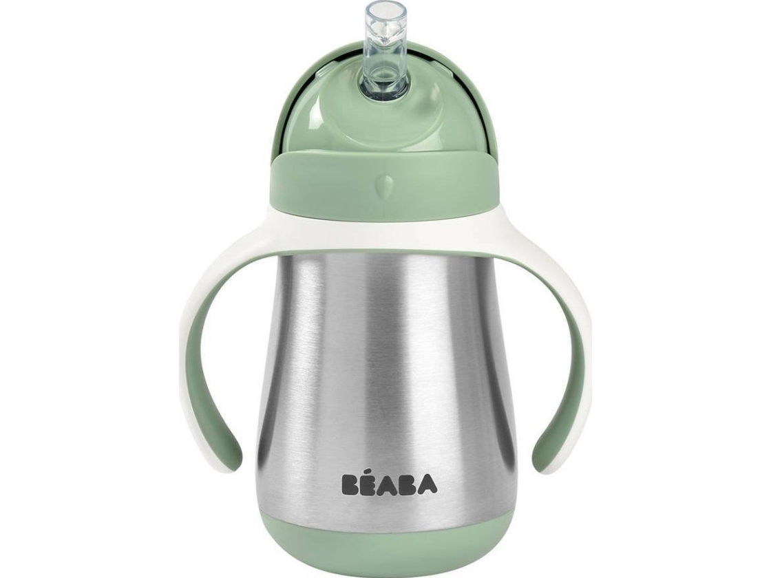 Beaba metalinė gertuvė su šiaudeliu, 250 ml, žalios spalvos
