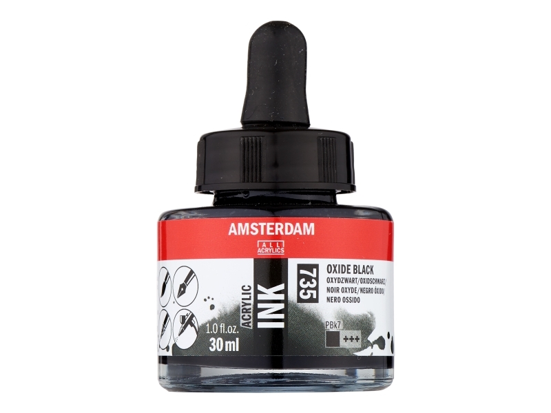 Amsterdam Acrylic Ink Bottle Oxide Black 735 | Skola & Hobby - Konstmaterial - Bläck | GameStuff