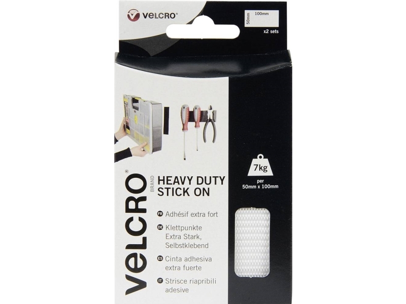 Velcro VEL-EC60240, Hvid, 50 mm, 100 mm, 2 stk