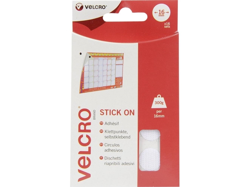 Velcro Vel-Ec60227, Hvid, 16 Mm, 16 Stk