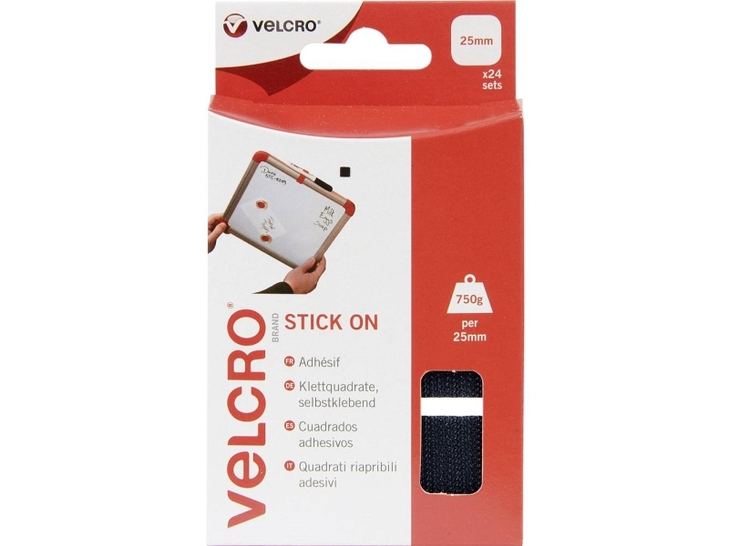 Velcro Vel-Ec60236, Sort, 25 Mm, 25 Mm, 24 Stk