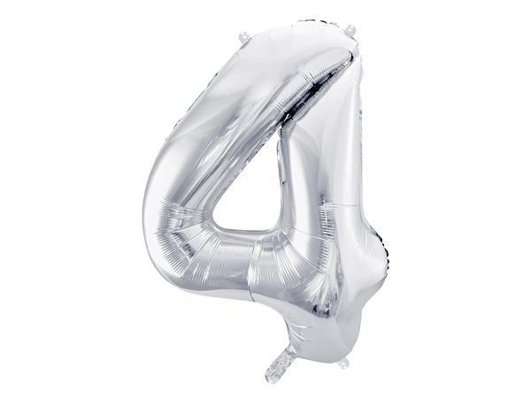 Party Deko Folienballon Ziffer "4", 86Cm, Silber Universal