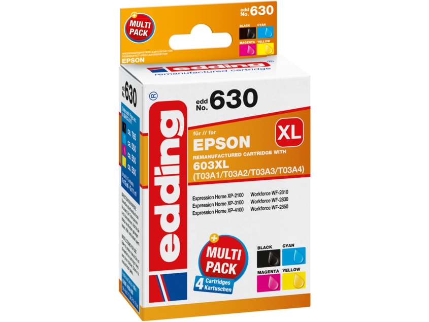 Edding Edd 630 Sort Magenta Gul 12 Ml 11 Ml 4 Stk 785 Sider Multipakke