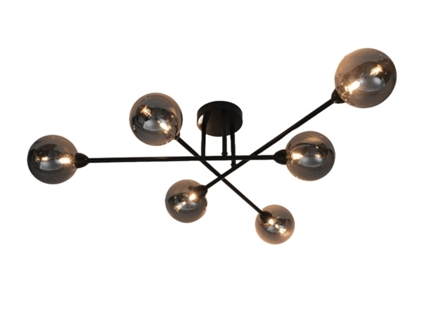 Deckenleuchte Ceiling Light Bora 6Xg9 Schwarz/Smoky