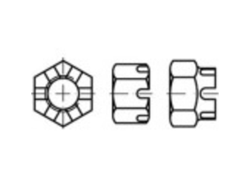 TOOLCRAFT TO-9989448 Kronemøtrikker M24 DIN 935 Rustfrit stål A2 10 stk