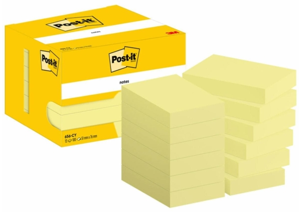 Post-It Notes Canary Yellow, 51 X 76, Gul, Pakke A 12 Stk