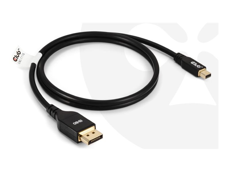 Club 3D CAC-1116 - DisplayPort-kabel - Mini DisplayPort (hane) till DisplayPort (hane) - DisplayPort 2.1 - 1 m - 8K60Hz stöd, dubbelriktad, 4K240Hz stöd, stöd för 10K 60 Hz (10.240x4320), UHBR10, VESA DP80-certifierad, upp till 80 Gbps dataöverföringshastighet, UHBR20 | Datortillbehör - Kablar & adaptrar - Videokablar & adaptrar | GameStuff