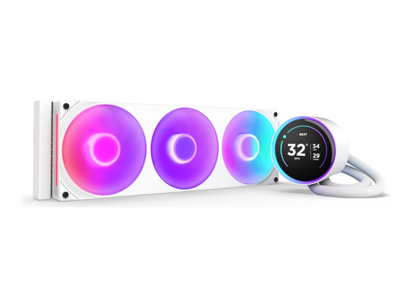 NZXT Kraken Elite 360 RGB - Kylsystem med vätska till processorn - med LCD-display - Elementstorlek: 360 mm - (för: LGA1851, LGA1700, LGA1200, LGA115x Socket, AM4, AM5) - koppar - 120 mm - matt vit | Datorkomponenter - Kylning & moddning - CPU Kylning | GameStuff