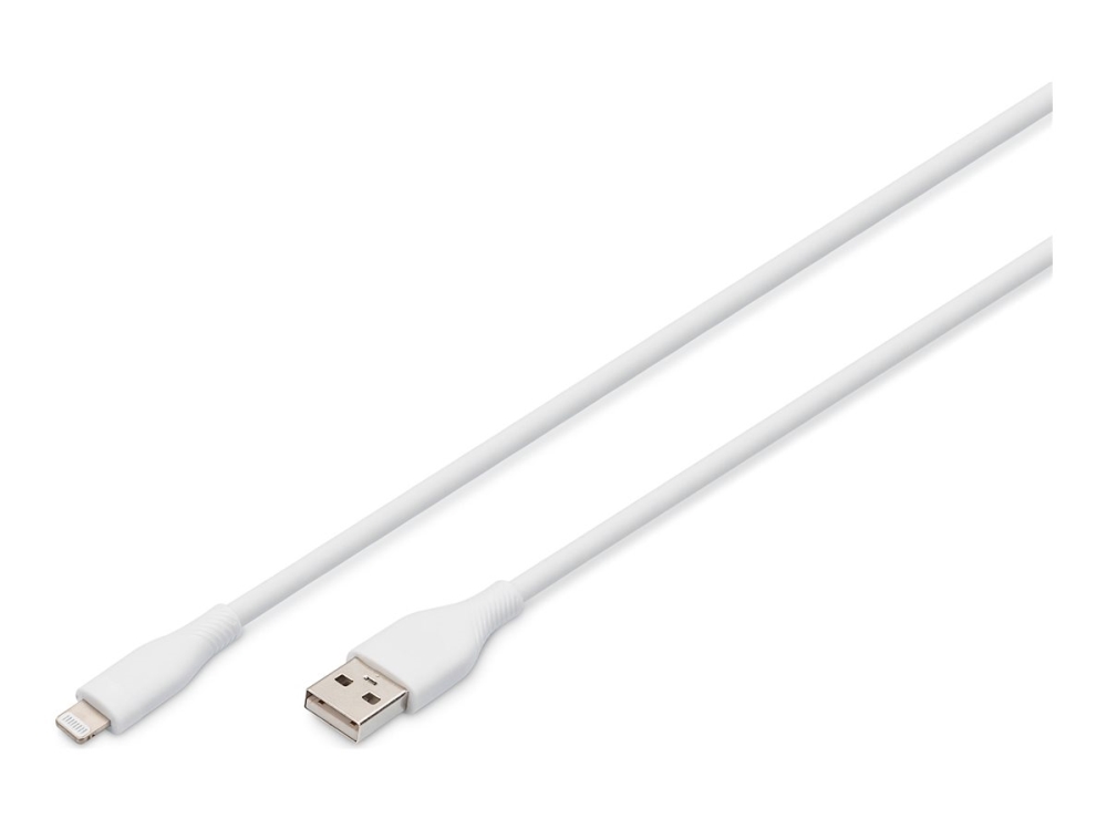 Digitus Lightning Silikon Anschlusskabel, Usb-A - Lightning 0,5M, Weiß, 0,5 M, Lightning, Usb A, Männlich, Männlich, Weiß