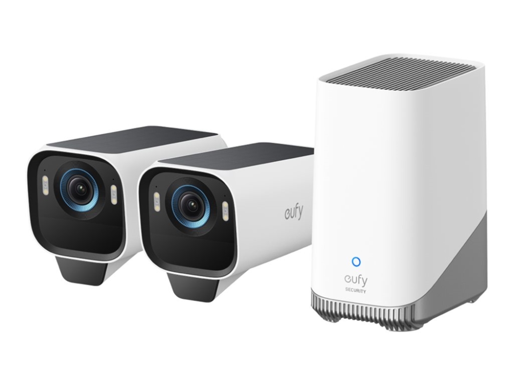 Eufy eufyCam S3 Pro - Nätverksövervakningskamera - kula - utomhusbruk - väderbeständig - färg (Dag&Natt) - 3840 x 2160 - 4K, 1080p - ljud - trådlös - Wi-Fi - 2.4GHz radio - H.264, H.265 - med HomeBase S380 (paket om 2) | Foto och video - Videoövervakning - Övervakningsutrustning | GameStuff