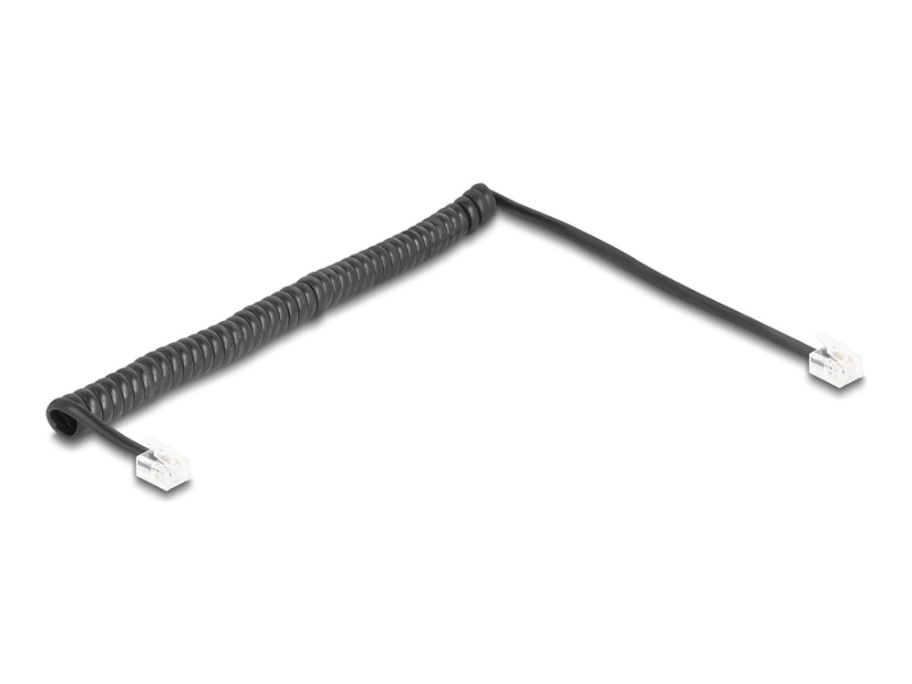 Delock Telefonkabel / Spiralkabel Rj11 Stecker Auf Rj11 Stecker Schwarz 2 M