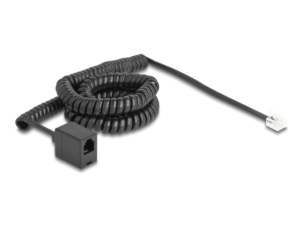 Delock Telefonkabel / Spiralkabel Rj11 Han Til Rj11 Hun Sort 5 M