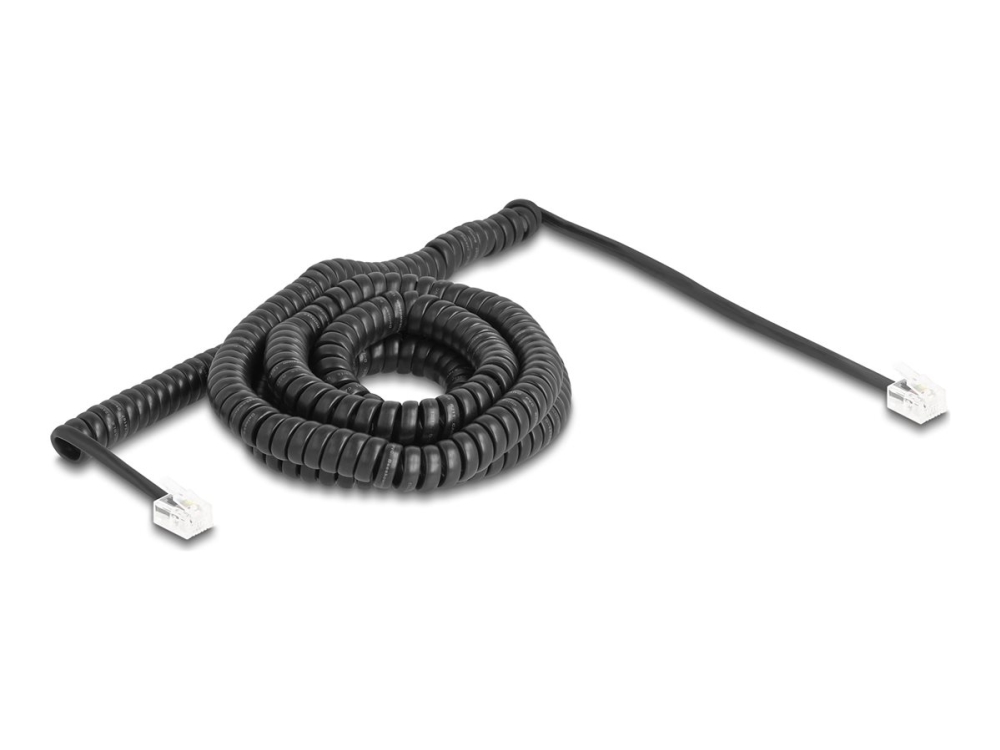 Delock Telefonkabel / Spiralkabel Rj11 Han Til Rj11 Han Sort 10 M